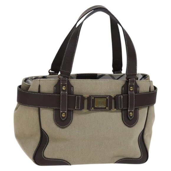 BURBERRY Blue Label Tote Bag Canvas Beige Auth - Picture 1 of 16